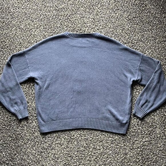 Puppy Sweater Hollister Co Sweater Women Medium Gray Blue Dog Knit Normcore L/S - Picture 4 of 6